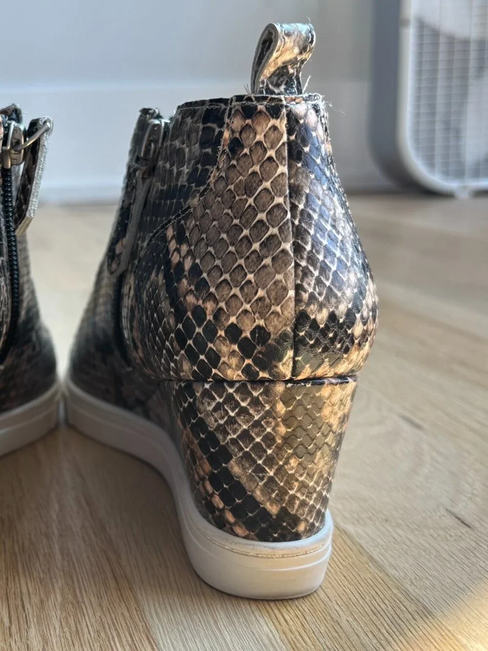 Linea Paolo Hidden Wedge Heel Snake Print Sneakers